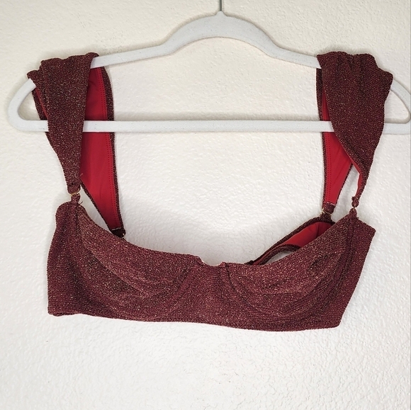 Storm Reid x Pacsun Burgundy Removable Sleeve Bikini Set M-L - Picture 2 of 9